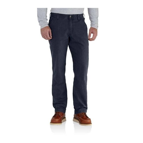 Carhartt Men's 38x28 Rugged Flex Rigby Dungaree Work Pant Navy Relaxed Fit Canva - Picture 1 of 10